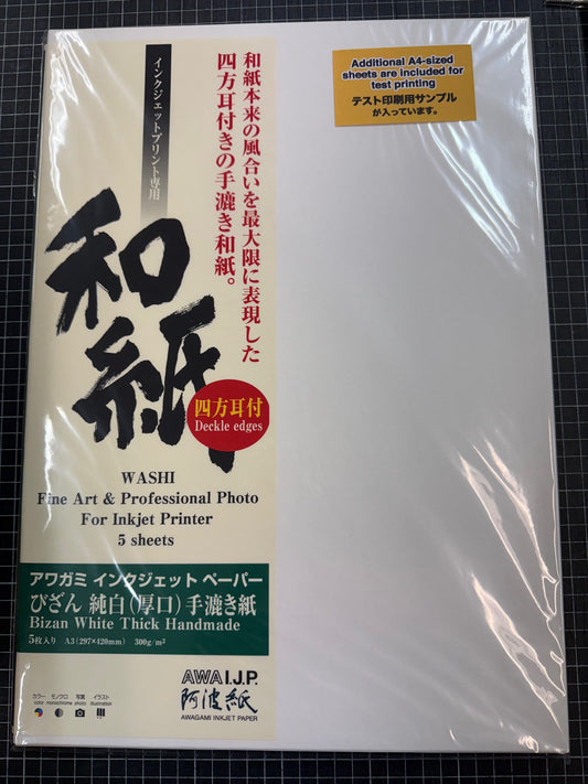 Awagami, Bizan Thick, white, 300g, A3, 5ark -50% rabbatt